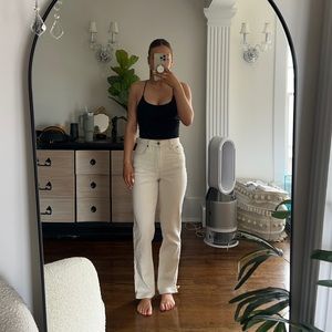 Off white abercrombie straight leg jeans